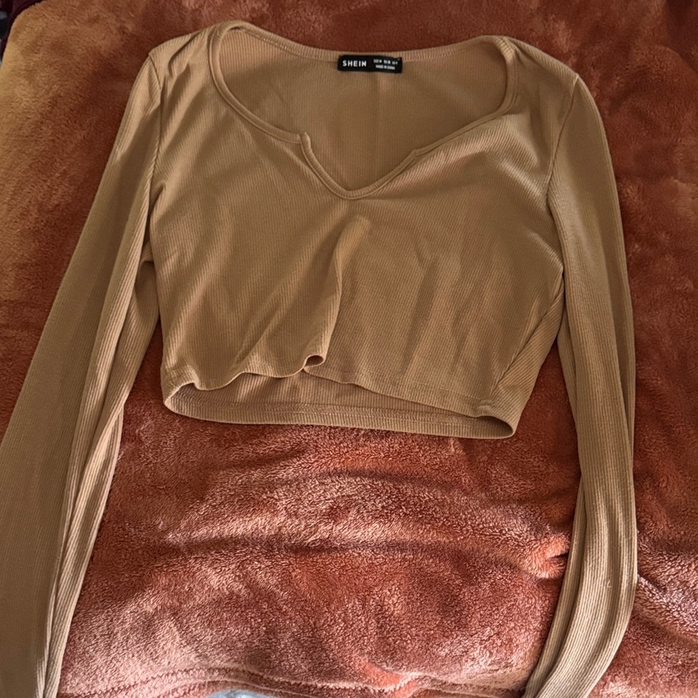 SHEIN Tan Long Sleeve Blouse